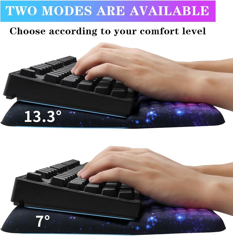 KEPUTAIER Computer Keyboard Stand with Wrist Rest, Ergonomic Tilted Keyboard Holder - Keyboard Riser with Wrist Pad - Keyboard Tray Support for Office Home - Black Starry Night - Image 2